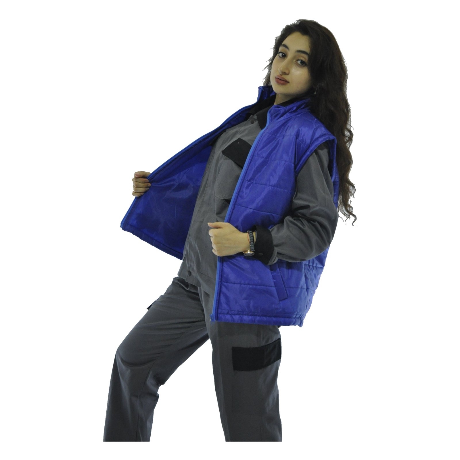 blue work vest