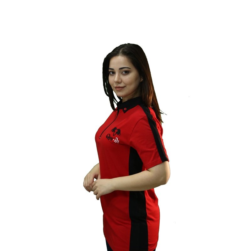 Qırmızı-qara fermuarlı polo köynək – Uniforma satışı Bakı