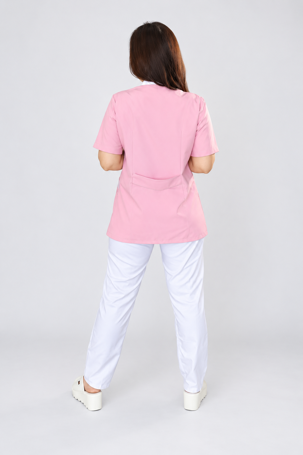 Pink Short-Sleeve Medical Tunic – Baku | Modamer
